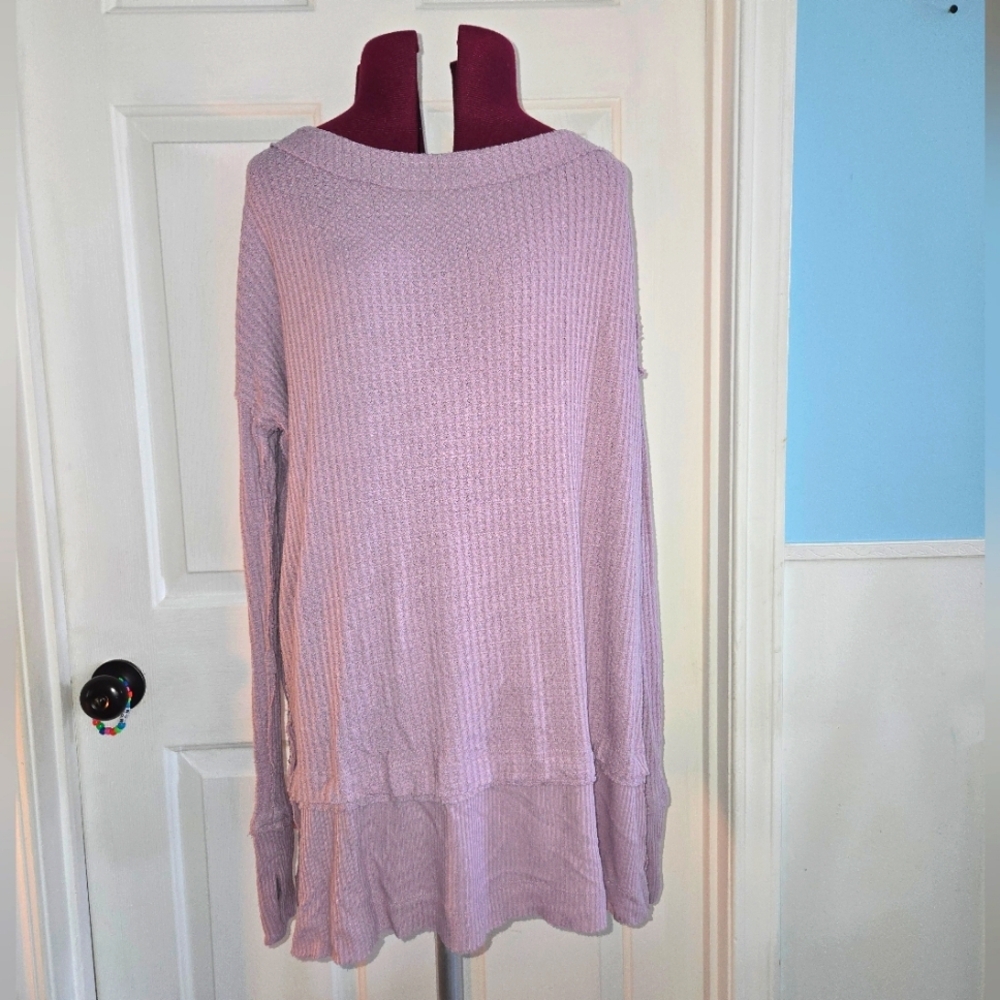 We the Free XS Long Sleeve Fall Lavender Waffle Knit Tunic Top